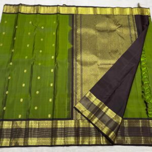 Leaf Green Kanjivaram Silk Saree with Black Border