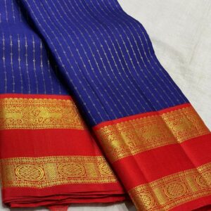 The Royal Blue and Red Kanjivaram Silk Saree