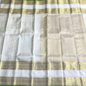 Kanjivaram Silk Saree in Self White with Gold Zari Checks