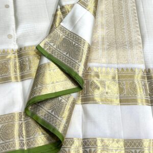 Kanjivaram Silk Saree in Self White with Gold Zari Checks