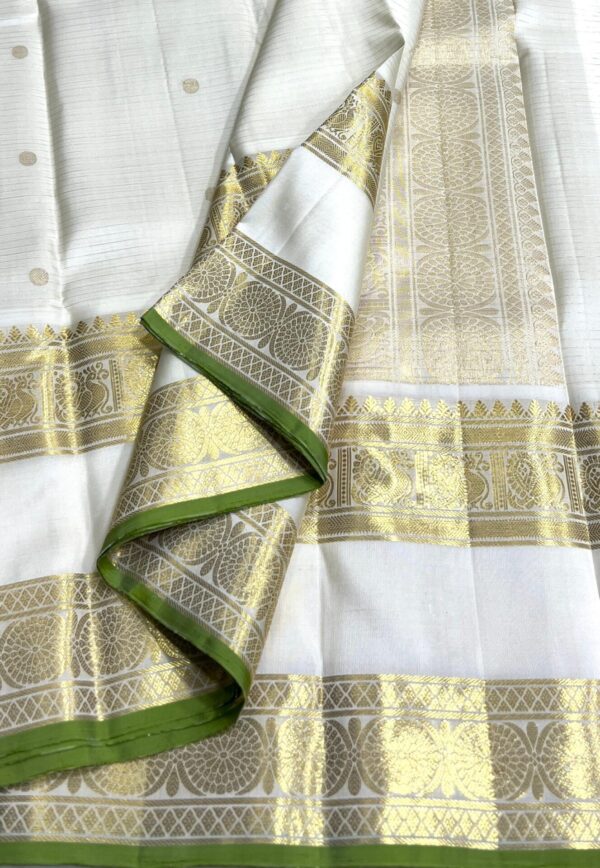 Kanjivaram Silk Saree in Self White with Gold Zari Checks