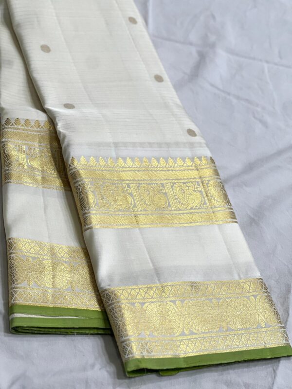 Kanjivaram Silk Saree in Self White with Gold Zari Checks