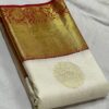 Kanjivaram Silk Saree in Off-White with Red Border