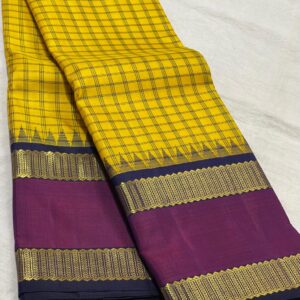 Kanjivaram Silk Saree in Mango Yellow and Purple