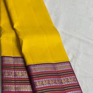 Kanjivaram Silk Saree in Mango Yellow with Multi-Color Border