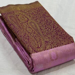 Kanjivaram Silk Saree in Lavender with Coffee Brown Border