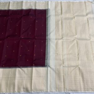 Kanjivaram Silk Saree in Dark Coffee Brown with Off-White Border