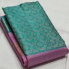 Kanjivaram Silk Saree in Lavender with Turquoise Border