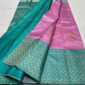 Kanjivaram Silk Saree in Lavender with Turquoise Border