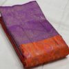 Kanjivaram Silk Saree in Orange with Dark Lavender Border