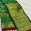 Kanjivaram Silk Saree in Green and Red with Gold Zari Brocade & Big Border