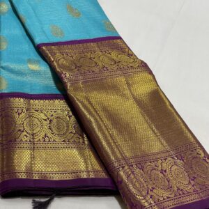 Kanjivaram Silk Saree in Ananda Blue and Purple