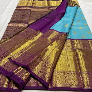 Kanjivaram Silk Saree in Ananda Blue and Purple