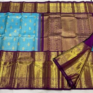 Kanjivaram Silk Saree in Ananda Blue and Purple