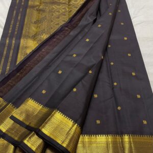 Kanjivaram Silk Saree in Black with Gold Zari Butta