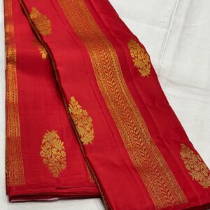 Red Kanjivaram silk saree With Pink Pallu And Blouse