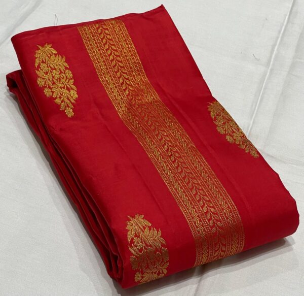 Red Kanjivaram silk saree With Pink Pallu And Blouse