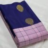 Light Lavender Kanjivaram Silk Saree With Blue Border