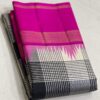 Black and White Kanjivaram Silk Saree with Pink Border