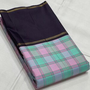 Kanjivaram Silk Saree in Light Blue and Pink Multi-Shade with Black Border