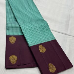 Kanjivaram Silk Saree in Pastel Green and Coffee Brown