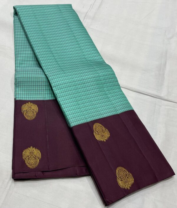 Kanjivaram Silk Saree in Pastel Green and Coffee Brown