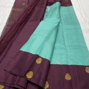 Kanjivaram Silk Saree in Pastel Green and Coffee Brown