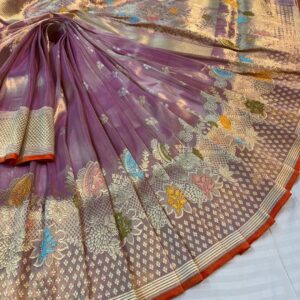 Banarasi Kora Silk Saree In Lavender Color