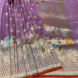 Banarasi Kora Silk Saree In Lavender Color