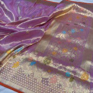 Banarasi Kora Silk Saree In Lavender Color