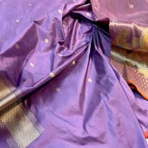 Banarasi Kora Silk Saree In Lavender Color