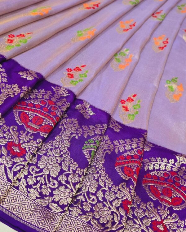 Banarasi iktara pure kora tissue silk saree.