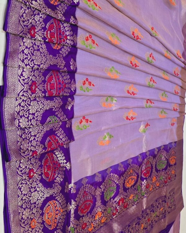 Banarasi iktara pure kora tissue silk saree.