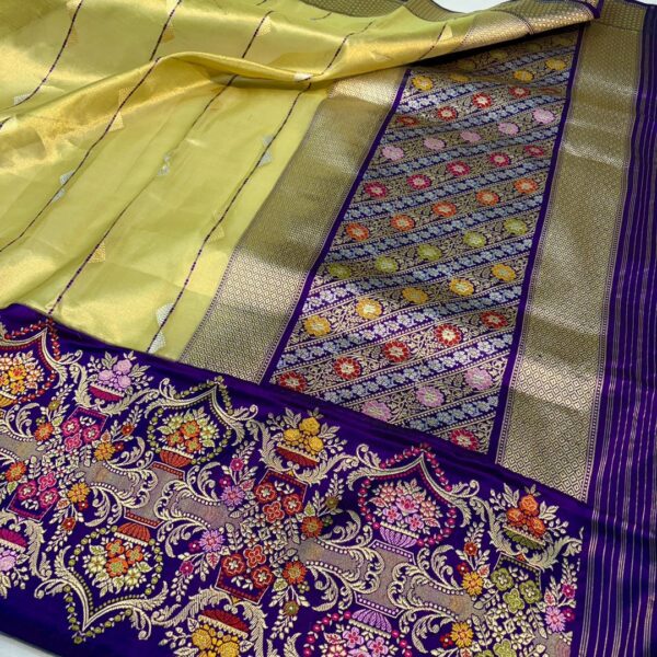 Banrasi kadua woven pure kora tissue silk saree