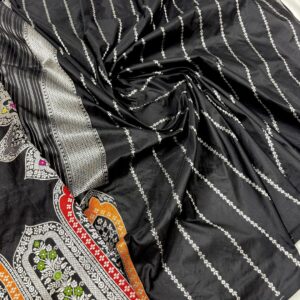 Black Banarasi Handwoven Pure katan silk saree