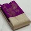 Cream Kanjivaram Silk Saree With Rich Purple Border