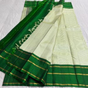 Kanjivaram Silk Saree in Light Pista Green with Leaf Green Border