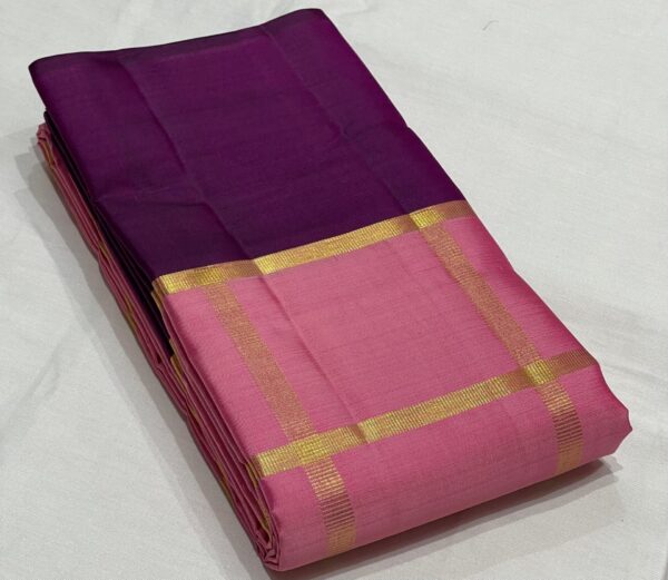 Pastel color Kanjivaram Silk Saree Pink with Purple