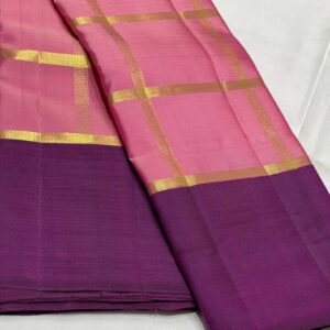 Pastel color Kanjivaram Silk Saree Pink with Purple