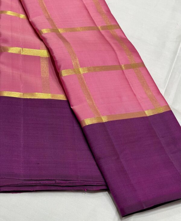 Pastel color Kanjivaram Silk Saree Pink with Purple