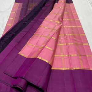 Pastel color Kanjivaram Silk Saree Pink with Purple