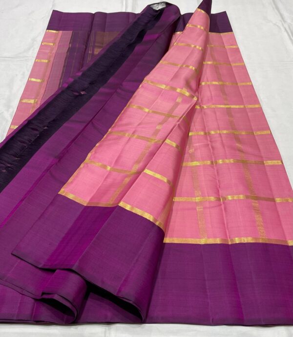 Pastel color Kanjivaram Silk Saree Pink with Purple