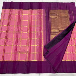 Pastel color Kanjivaram Silk Saree Pink with Purple