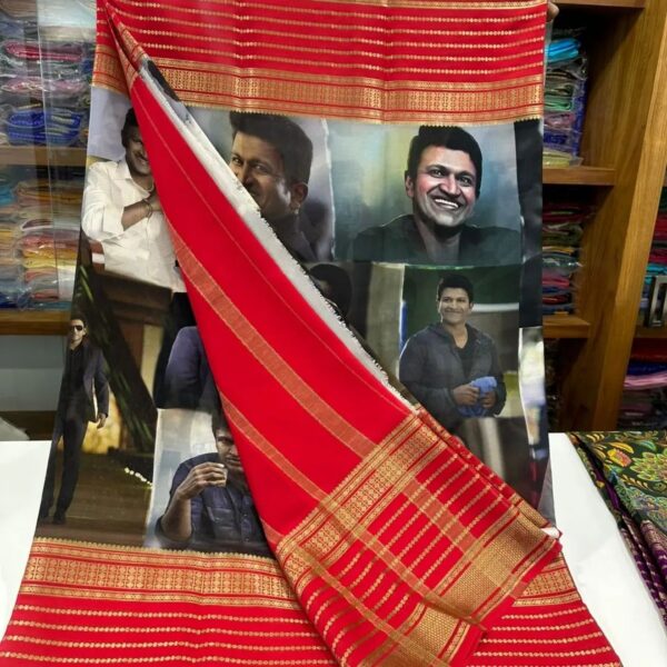 Digital Printed Mysore Silk Saree in Puneeth Rajkumar