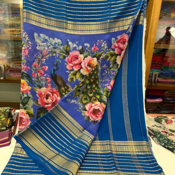 Blue Mysore Silk Saree