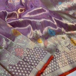 Banarasi Kora Silk Saree In Lavender Color