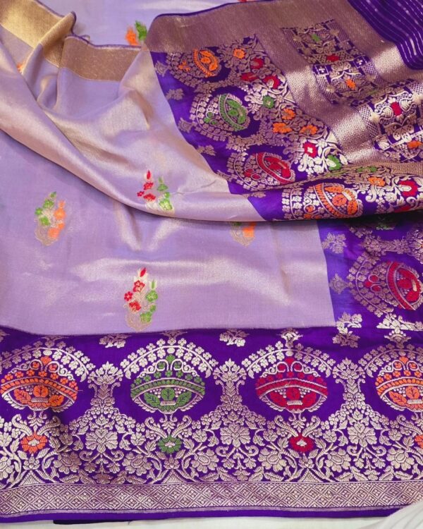 Banarasi iktara pure kora tissue silk saree.