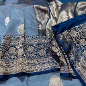 Banarasi kora organza silk sarees in zari butta weaving