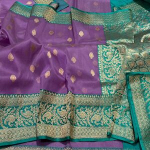 latest banarasi kora organza silk sarees in zari butta weaving.