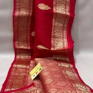 Beautiful pure light weight Banarasi Organza Silk Saree In Red